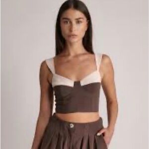 Anthropologie Sabrina Musayev Oslo Sleeveless Corset Crop Top Size XL NEW Brown